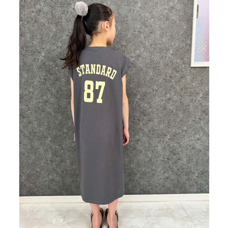 8-7チャコール/B | SHISKY オーバーサイズスリーブレスドレス キッズ | ZI-ON