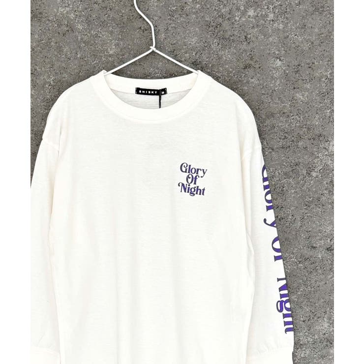 9-4オフホワイト/B | オーバーサイズプリントロンT キッズ 長袖Tシャツ | ZI-ON