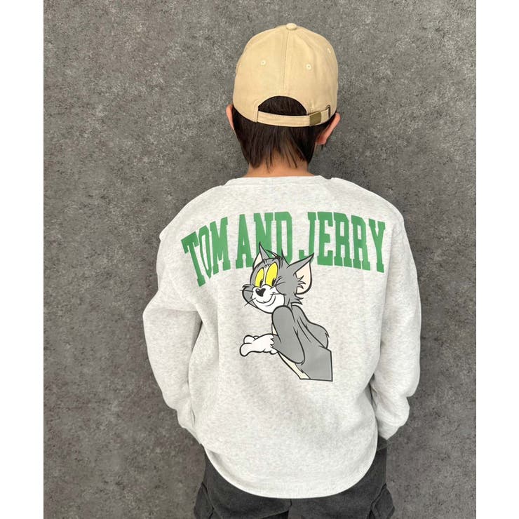 16-13オートミール/D | TOM&JERRY バックプリント裏起毛トレーナー キッズ | ZI-ON