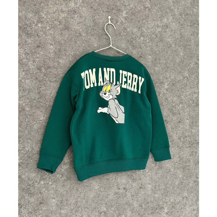 16-14D/グリーン/D | TOM&JERRY バックプリント裏起毛トレーナー キッズ | ZI-ON