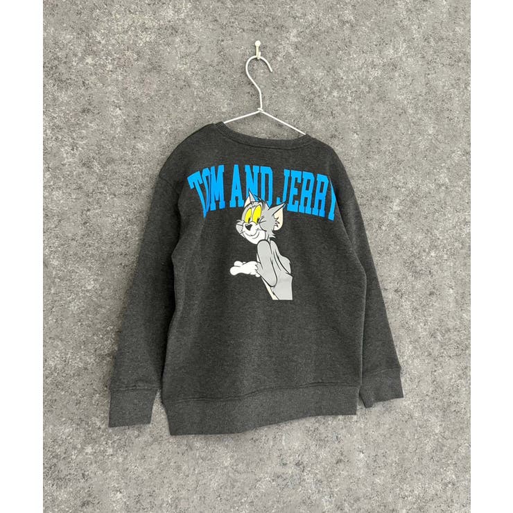 16-15杢チャコール/D | TOM&JERRY バックプリント裏起毛トレーナー キッズ | ZI-ON
