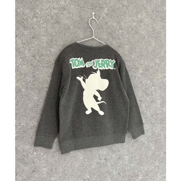 16-4杢チャコール/A | TOM&JERRY バックプリント裏起毛トレーナー キッズ | ZI-ON