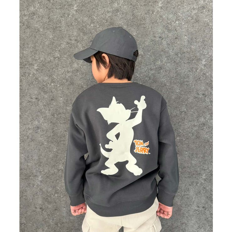 16-7チャコール/B | TOM&JERRY バックプリント裏起毛トレーナー キッズ | ZI-ON
