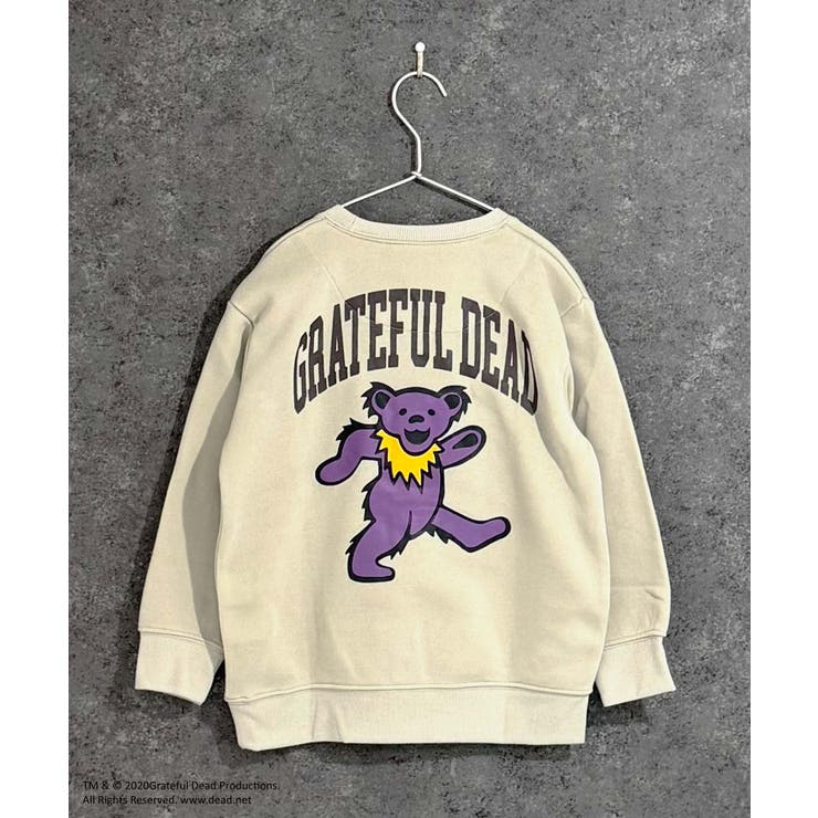 16-13G/ベージュ/D | GRATEFULDEAD オーバーサイズ裏起毛トレーナー キッズ | ZI-ON