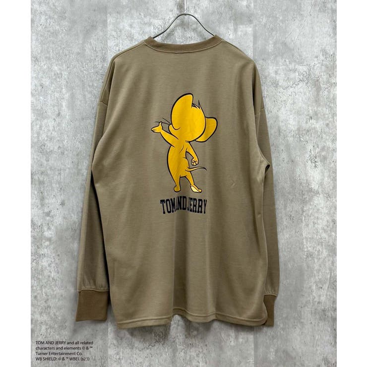 14-10ベージュ/C | TOM&JERRY バックプリントBIGトレーナー メンズ | ZI-ON