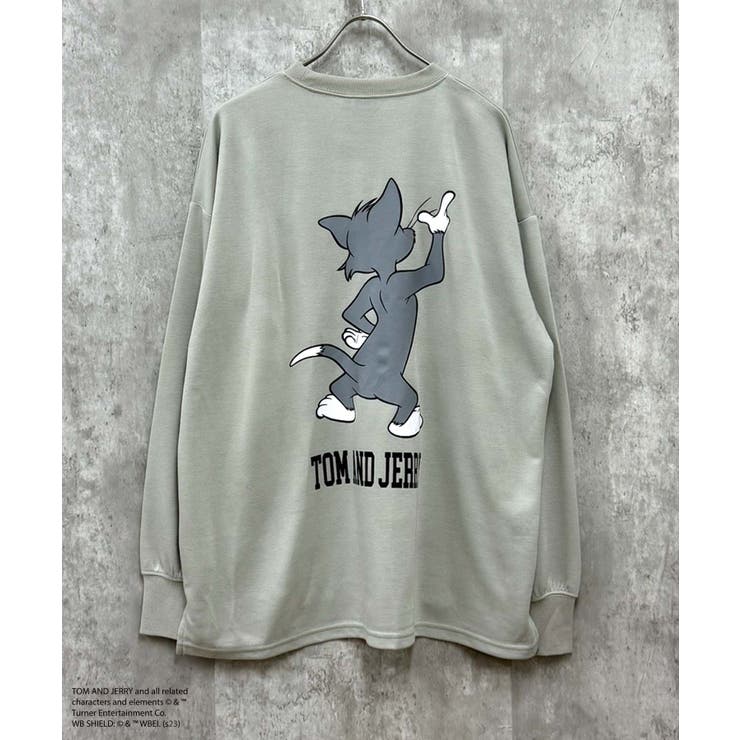 14-12G/ベージュ/D | TOM&JERRY バックプリントBIGトレーナー メンズ | ZI-ON