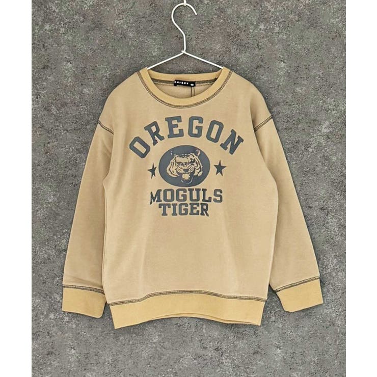 18-11ベージュ/B | オーバーサイズ裏起毛トレーナー キッズ 子供服 | ZI-ON