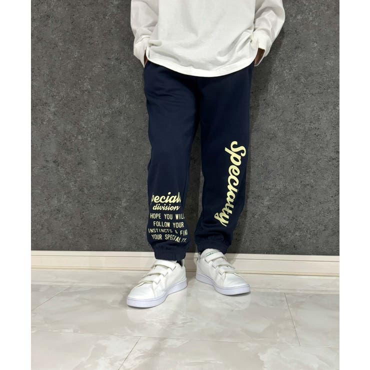 6-4ネイビー | プリントスウェットパンツ キッズ 長ズボン | ZI-ON