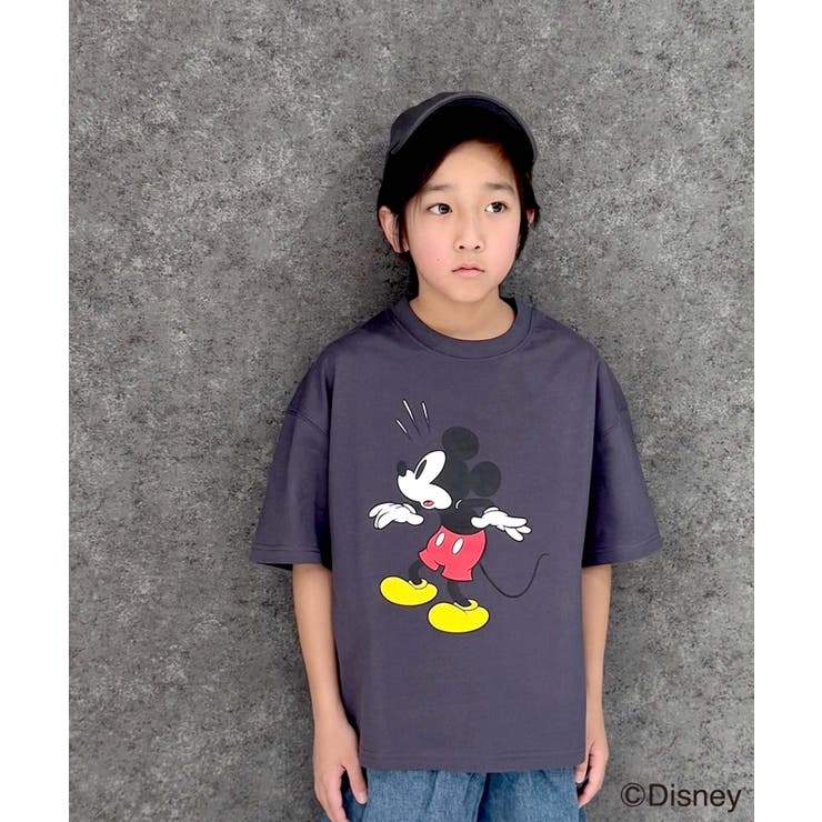 6-3チャコール | MICKEYMOUSE オーバーサイズＴシャツ キッズ | ZI-ON