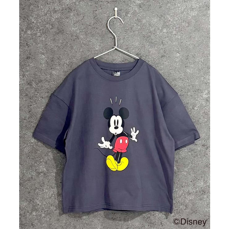 6-4チャコール | MICKEYMOUSE オーバーサイズＴシャツ キッズ | ZI-ON