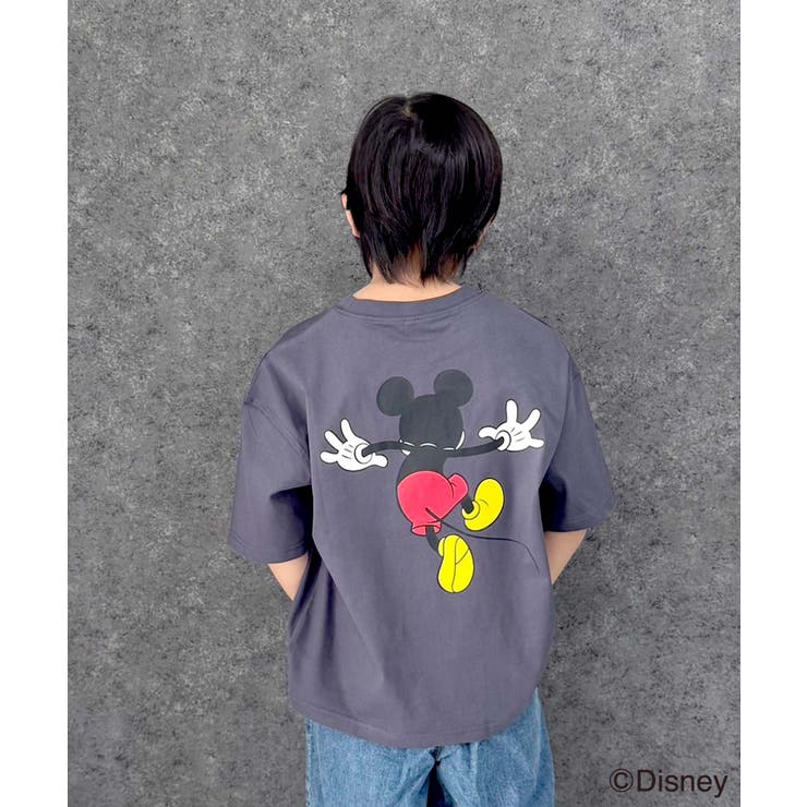 6-6チャコール | MICKEYMOUSE オーバーサイズＴシャツ キッズ | ZI-ON