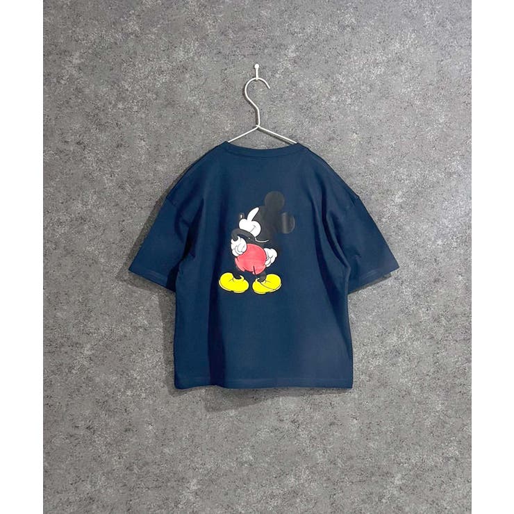 16-11ネイビー/C | MICKEYMOUSE オーバーサイズＴシャツ キッズ | ZI-ON