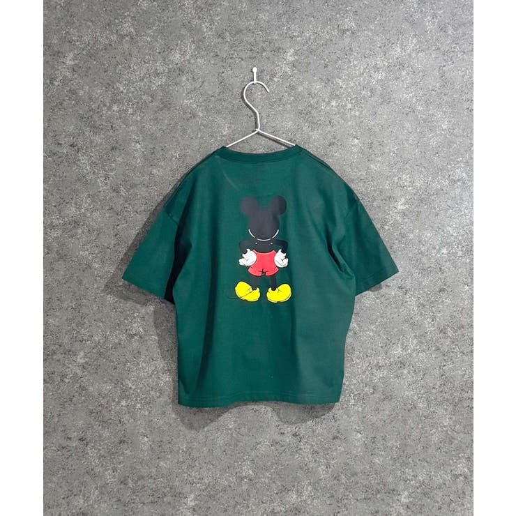 16-15D/グリーン/D | MICKEYMOUSE オーバーサイズＴシャツ キッズ | ZI-ON