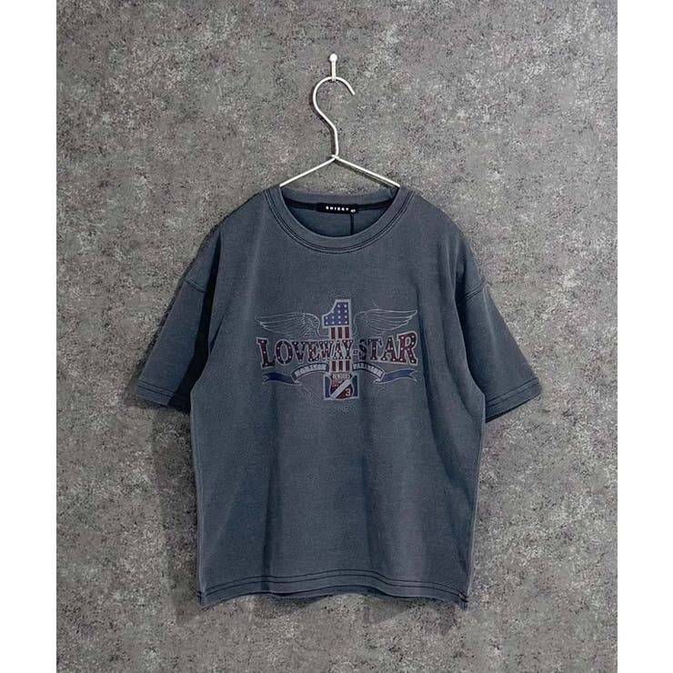 8-4ブラック | ピグメント染めオーバーサイズプリントTシャツ キッズ 子供服 | ZI-ON