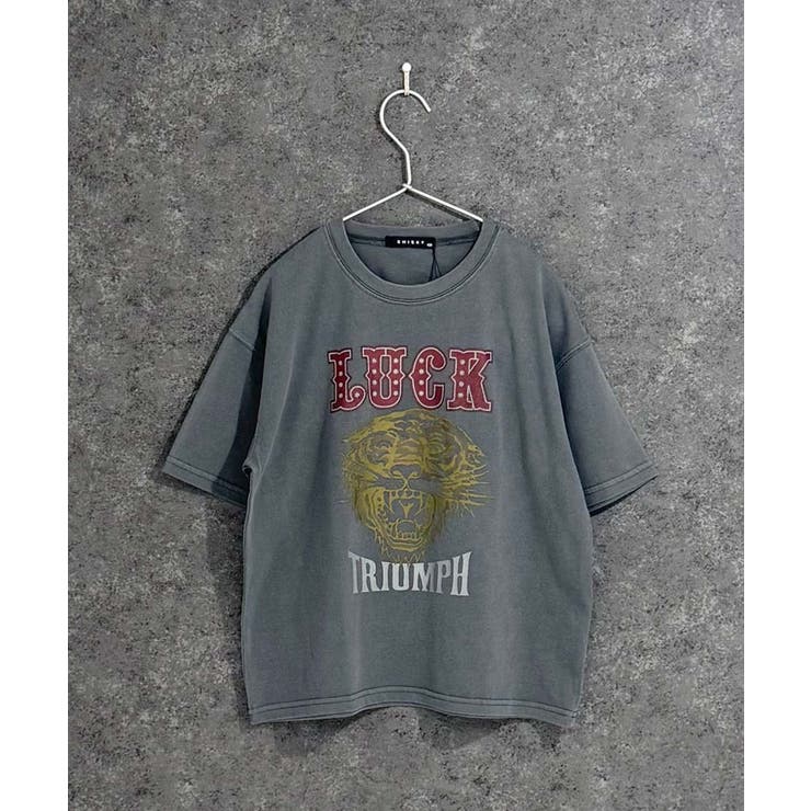 8-5チャコール | ピグメント染めオーバーサイズプリントTシャツ キッズ 子供服 | ZI-ON