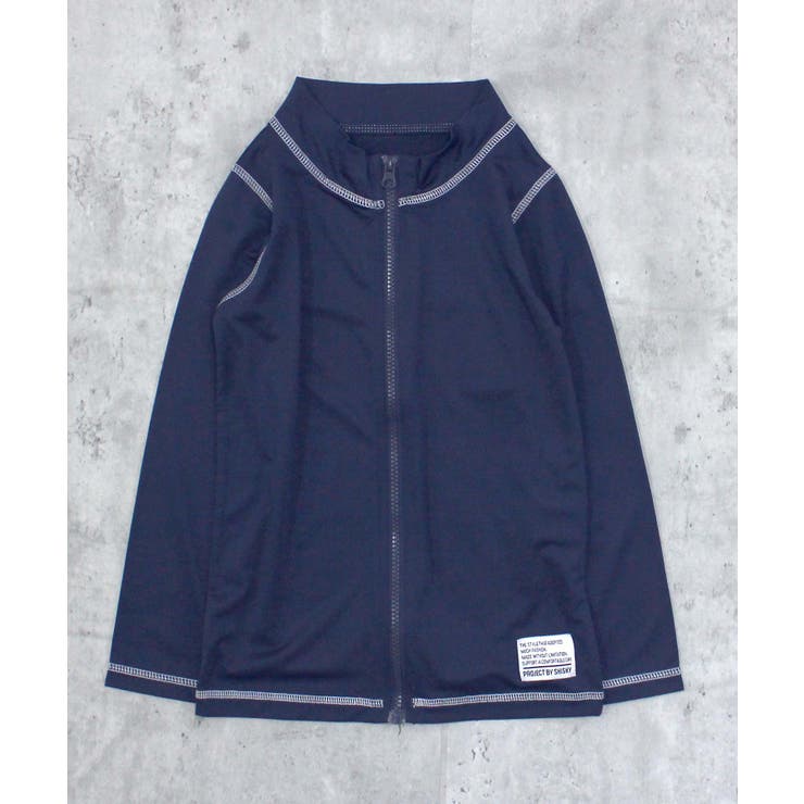 8-6ネイビー | フルジップラッシュガード キッズ水着 子供用 | ZI-ON