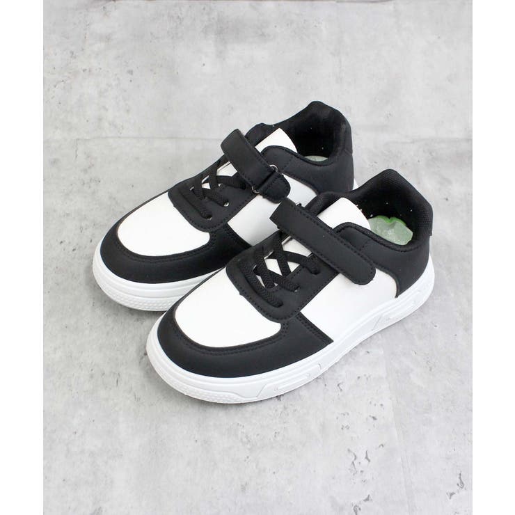 4-4ホワイト×ブラック | スニーカー キッズ 子供用 | ZI-ON