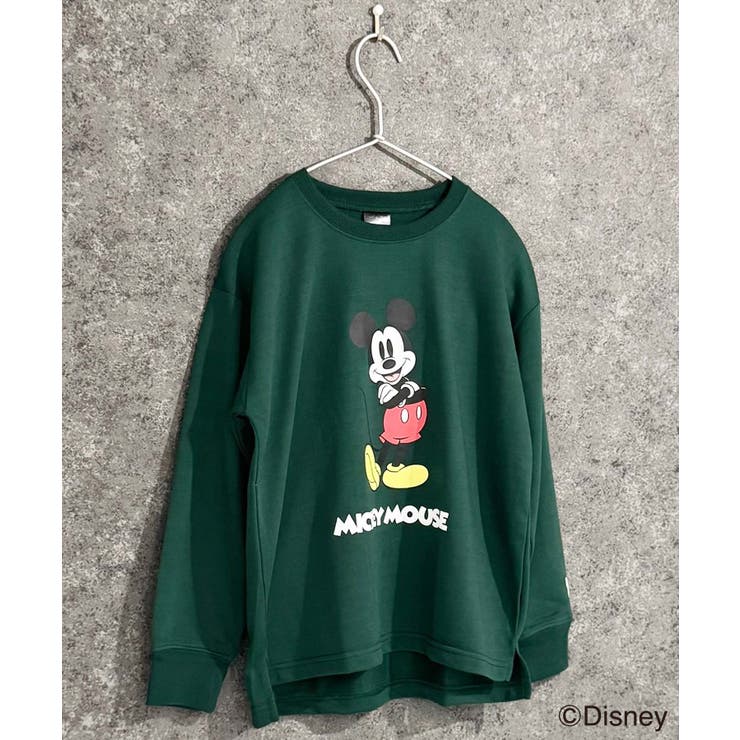 16-3D/グリーン/A | MICKEYMOUSE ミニ裏毛 ビックトレーナー | ZI-ON