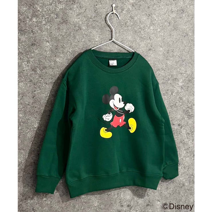 16-7D/グリーン/B | MICKEYMOUSE 裏起毛トレーナー キッズ | ZI-ON