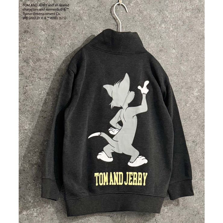 8-8杢チャコール/B | TOM&JERRY ハイネック裏起毛トレーナー トムジェリ | ZI-ON