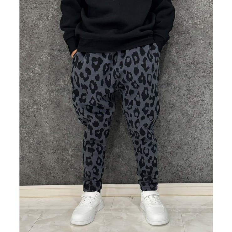 6-1グレー | 裏起毛 総柄テーパードパンツ スウェットパンツ | ZI-ON