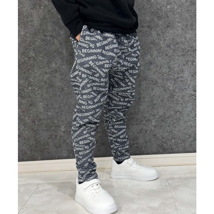 6-3カーキ | 裏起毛 総柄テーパードパンツ スウェットパンツ | ZI-ON