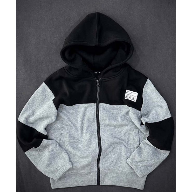 6-2杢グレー | 裏起毛 切替マウンテンパーカー キッズ | ZI-ON