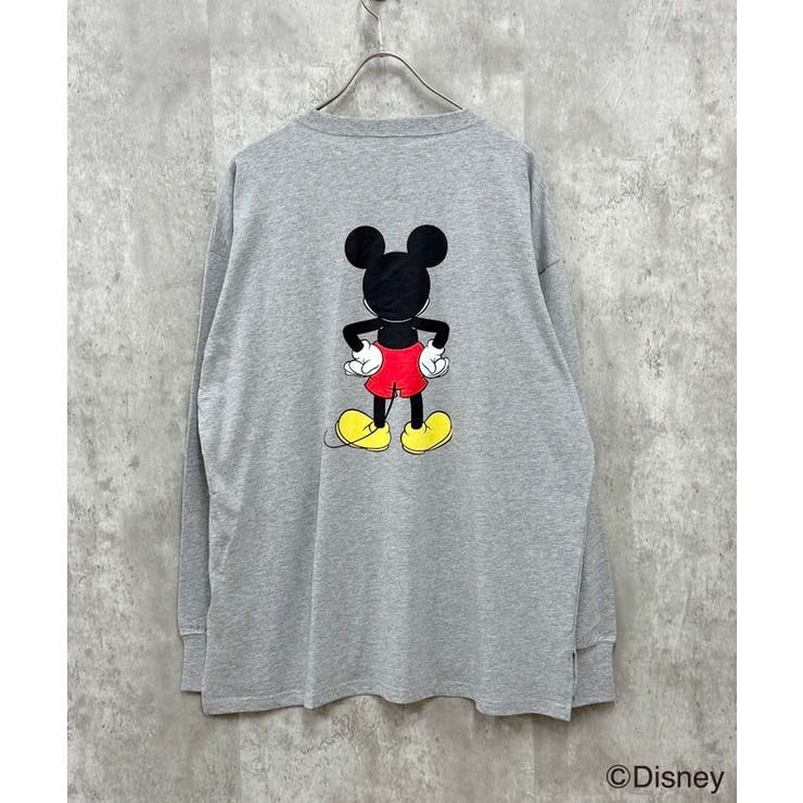 16-14杢グレー/D | MICKEY MOUSE ミッキーBIGロンT | ZI-ON