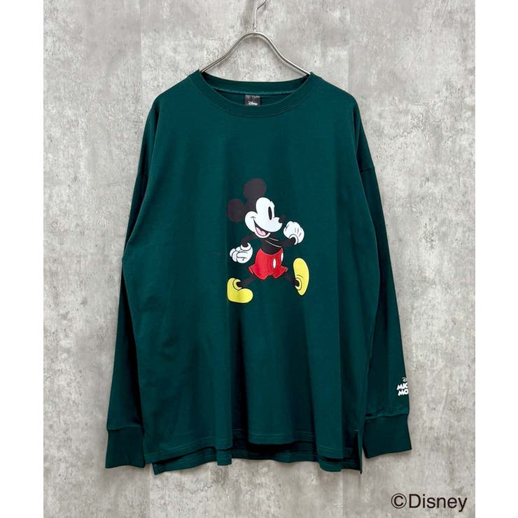 16-7D/グリーン/B | MICKEY MOUSE ミッキーBIGロンT | ZI-ON