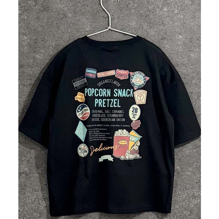9-9ブラック/C | ステッカーデザイン 半袖Tシャツ キッズ | ZI-ON