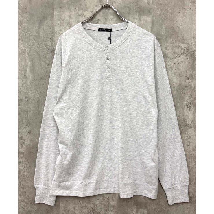 6-2オートミール | ヘンリーネック長袖Tシャツ メンズ ロンT | ZI-ON