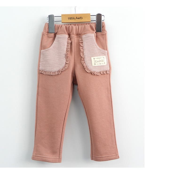 【10%OFF】子供服ボトムスパンツ女の子デザインポケットロングパンツ(80-130cm)【Uzulandウズランド】▽キッズベビーおしゃれかわいい可愛い二次加工切替女子女児こども服ベビー服秋春▽ポイント消化