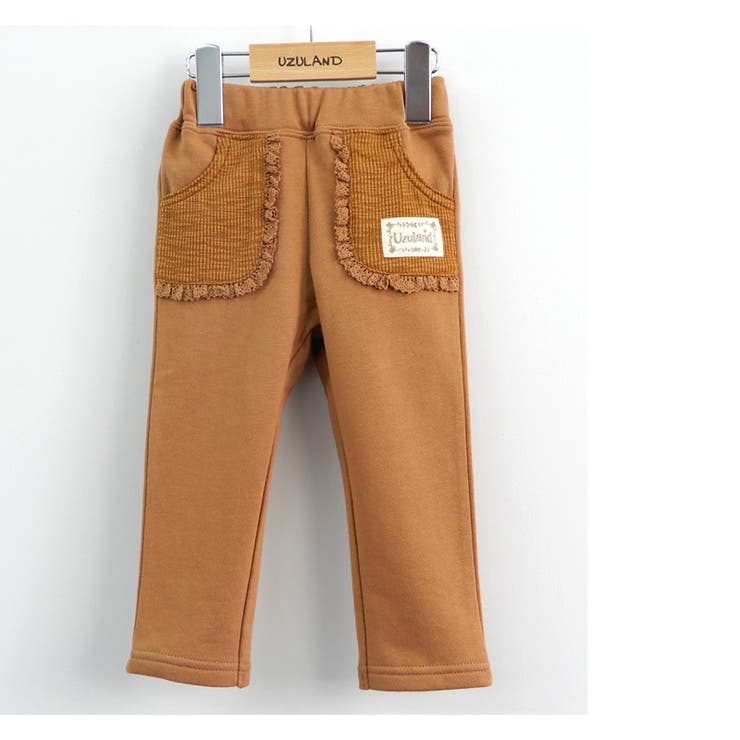 【10%OFF】子供服ボトムスパンツ女の子デザインポケットロングパンツ(80-130cm)【Uzulandウズランド】▽キッズベビーおしゃれかわいい可愛い二次加工切替女子女児こども服ベビー服秋春▽ポイント消化