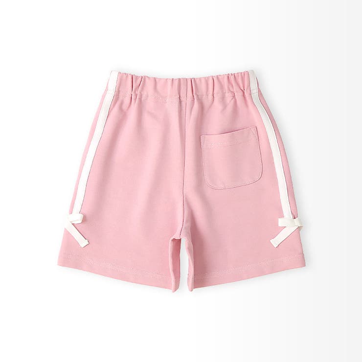 キッズ5分丈パンツハーフパンツ女の子イージーパンツ【GrinLabグリンラボ】ベビーストレッチズボンショートパンツショーツボトムス短パン涼しいミニ裏毛ライン入り裾リボンポケットかわいい可愛い伸縮ウエストゴム809095100110120130