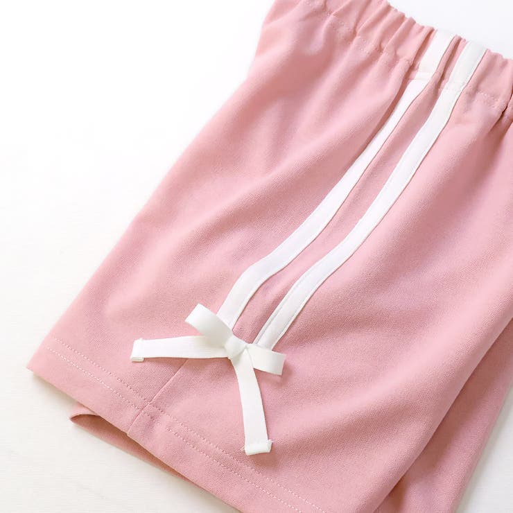 キッズ5分丈パンツハーフパンツ女の子イージーパンツ【GrinLabグリンラボ】ベビーストレッチズボンショートパンツショーツボトムス短パン涼しいミニ裏毛ライン入り裾リボンポケットかわいい可愛い伸縮ウエストゴム809095100110120130