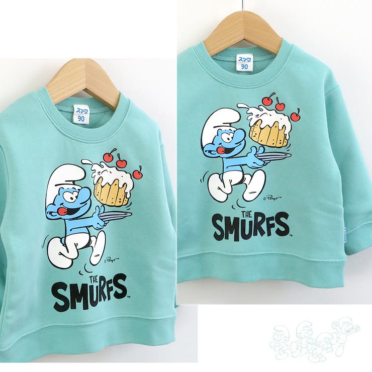 子供服スマーフトレーナー裏起毛キッズトップスプリント長袖(80-130)【SMURFS】▽男の子女の子裏毛スウェットベビーアニメキャラクター冬物80cm90cm95cm100cm110cm120cm130cm▽ポイント消化