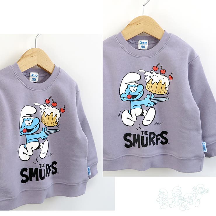 子供服スマーフトレーナー裏起毛キッズトップスプリント長袖(80-130)【SMURFS】▽男の子女の子裏毛スウェットベビーアニメキャラクター冬物80cm90cm95cm100cm110cm120cm130cm▽ポイント消化