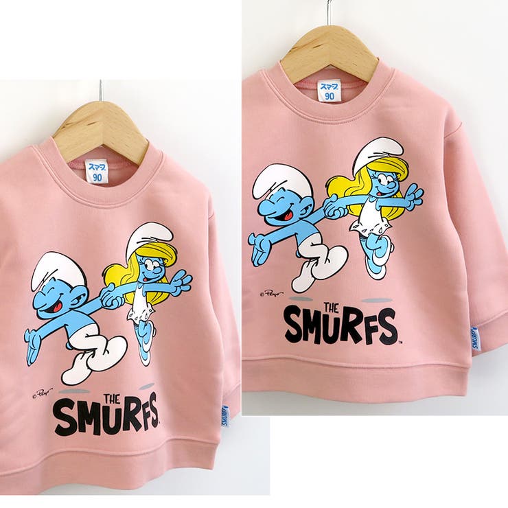 子供服スマーフトレーナー裏起毛キッズトップスプリント長袖(80-130)【SMURFS】▽男の子女の子裏毛スウェットベビーアニメキャラクター冬物80cm90cm95cm100cm110cm120cm130cm▽ポイント消化