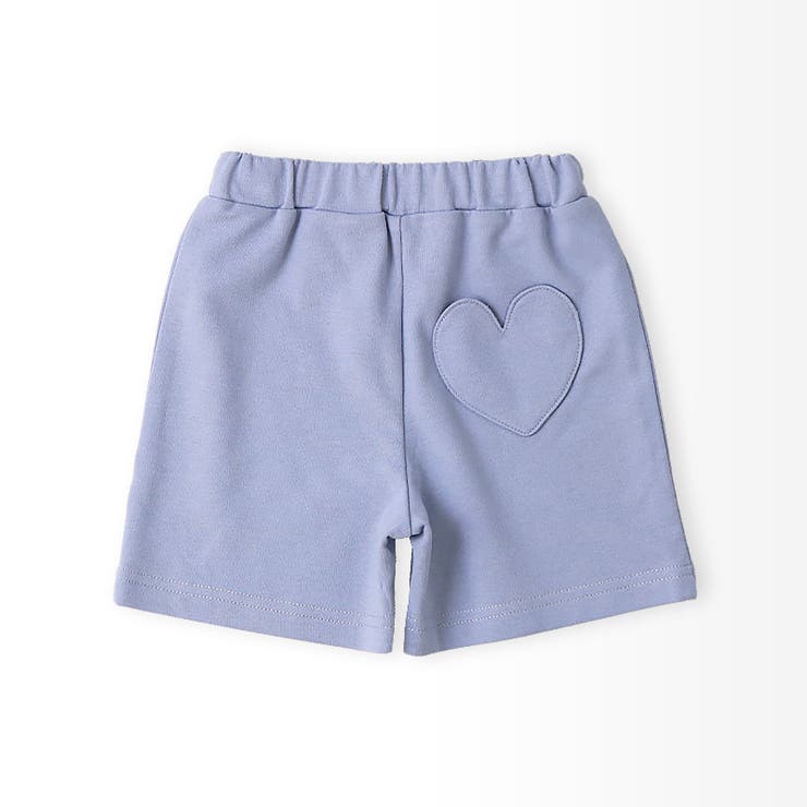 キッズ5分丈パンツハーフパンツ女の子イージーパンツ【GrinLabグリンラボ】ベビーストレッチズボンボトムス短パン涼しいミニ裏毛ハート型ポケットかわいい可愛いブルーラベンダー伸縮ウエストゴム女児809095100110120130