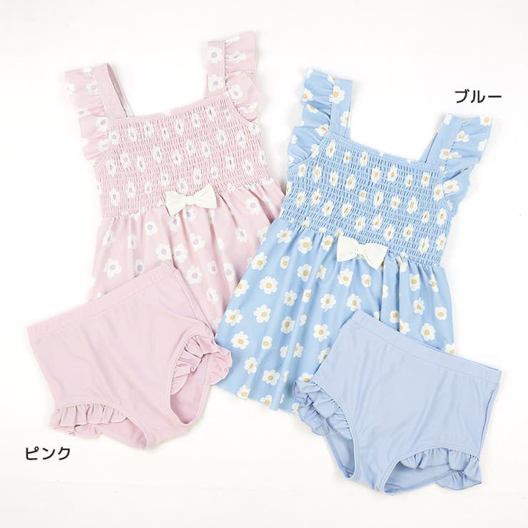 子供水着女の子キッズ女の子セパレート水着UV加工UPF50+(100-130cm)かわいいスイムウェア子供水着キッズ水着女児水着フリルリボンレース花かわいい可愛いプールスイミングスクール夏レジャー100cm110cm120cm130cm海海水浴UV対策夏休みGW