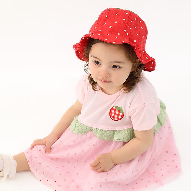 キッズ帽子ハットチューリップハット子供用男の子女の子くだものスイカいちごイチゴ苺【フルーツ天国】ベビー日除け熱中症対策熱さ対策暑さ対策子供帽子子どもこども果物すいか西瓜レッドグリーンダンス通園通学新学期プレゼント贈り物