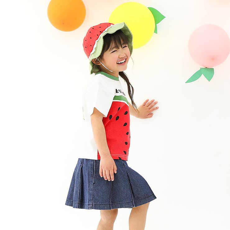 キッズ帽子ハットチューリップハット子供用男の子女の子くだものスイカいちごイチゴ苺【フルーツ天国】ベビー日除け熱中症対策熱さ対策暑さ対策子供帽子子どもこども果物すいか西瓜レッドグリーンダンス通園通学新学期プレゼント贈り物