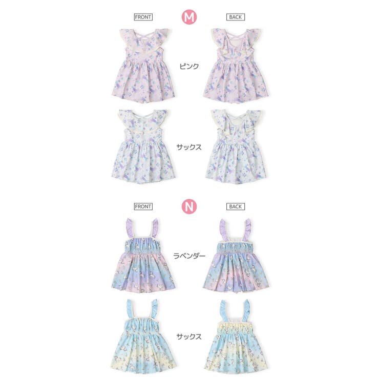 キッズ水着女の子ワンピースパンツ一体型UV加工UPF50+(100-130cm)ワンピース水着子供水着スイムウェア女児水着フリルリボンレース花かわいい可愛いプールスイミングスクール夏レジャー100cm110cm120cm130cm海海水浴OP