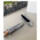 シルバー | スパンコール リボン バレエシューズ | SHEPP