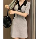 配色レースアップミニ丈ワンピース | SHEPP | 詳細画像8 