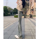 ブラスト加工フレアブーツカットダメージフリンジデニムパンツ | SHEPP | 詳細画像3