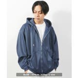 70-BLUE | ジップアップパーカー メンズ ビッグパーカー | ONE 4 PREMIUM