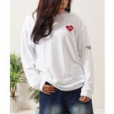 A柄-WHITE | ハート刺繍 ワイドシルエット ロンt | ONE 4 PREMIUM