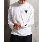 B柄-WHITE | ハート刺繍 ワイドシルエット ロンt | ONE 4 PREMIUM