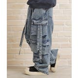 INDIGO | ケミカルデニム ワイドカーゴパンツ レディース | ONE 4 PREMIUM